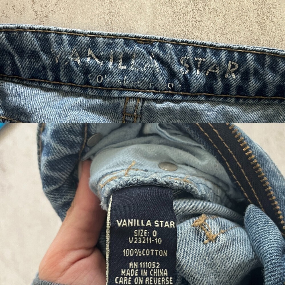 Vanilla Star Size 0 Distressed High Rise Denim Straight Leg Mom Vintage Jeans - Picture 4 of 9